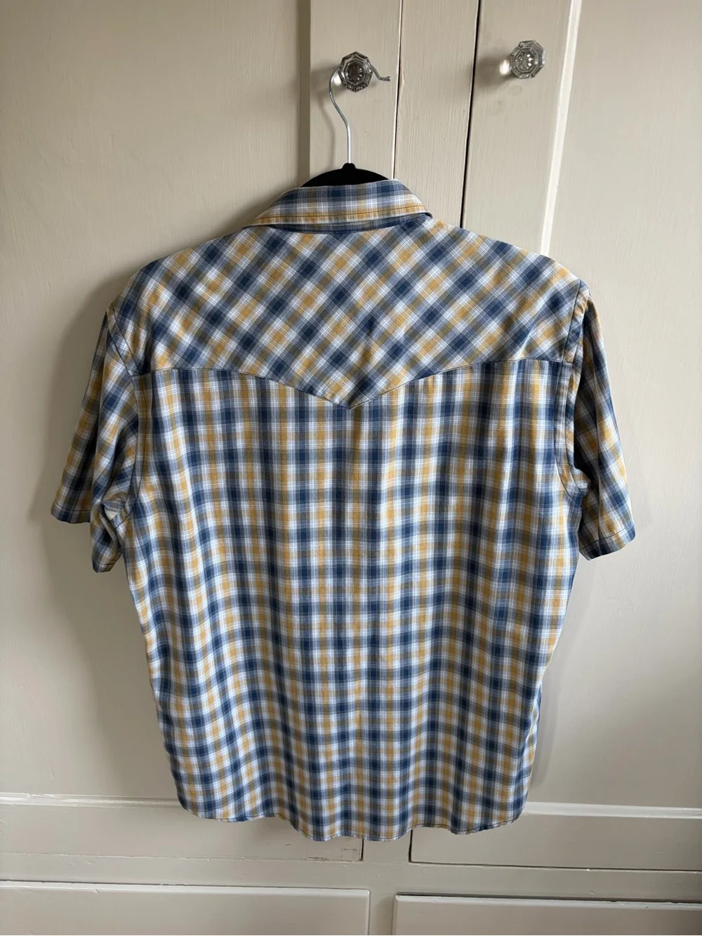 Pendleton Short-Sleeve Plaid Button-Down Shirt in Blue and Yellow